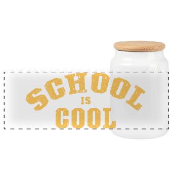 Schule ist cool - Panorama Keksdose mit Holzdeckel - Weiß - Vorne