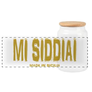 t-shirt Sicily t-shirt mi siddiai siciliano - Panoramic Cookie Jar with Wooden Lid - white - Front