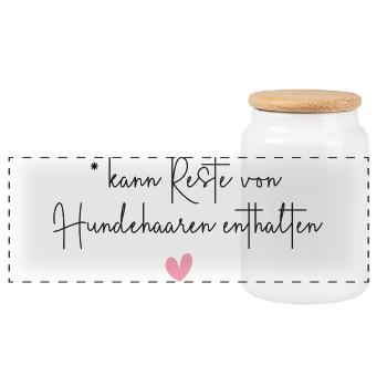 Hund Hundehaar lustiger Hunde Spruch Geschenk - Panorama Keksdose mit Holzdeckel - Weiß - Vorne