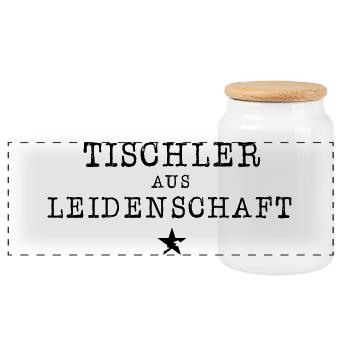 Tischler aus Leidenschaft Handwerk Symbol Beruf - Panorama Keksdose mit Holzdeckel - Weiß - Vorne