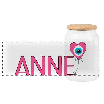 Anne mit Nazar Luftballon - Panorama Keksdose mit Holzdeckel - Weiß - Vorne