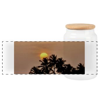 Silhouette Palmen bei Sonnenuntergang - Panorama Keksdose mit Holzdeckel - Weiß - Vorne