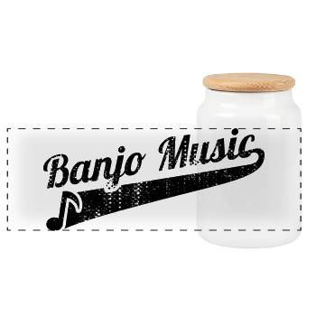 Musique banjo - Boîte à biscuits avec couvercle en bois - blanc - Devant