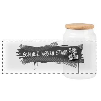 Schluck Meinen Staub Biker Grunge - Panorama Keksdose mit Holzdeckel - Weiß - Vorne