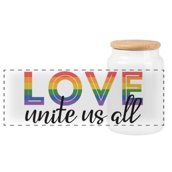 LGBT Pride Month - Liebe vereint uns alle - Panorama Keksdose mit Holzdeckel - Weiß - Vorne