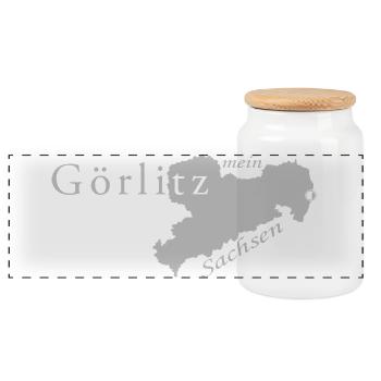 Görlitz - Mein Sachsen - Heimatstadt - Panorama Keksdose mit Holzdeckel - Weiß - Vorne