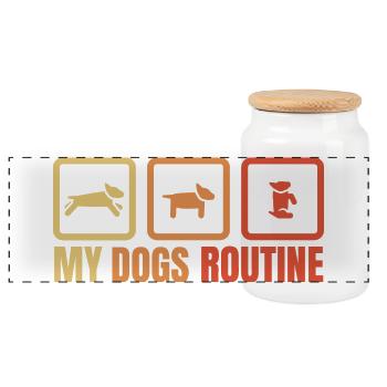La routine de mon chien - Boîte à biscuits avec couvercle en bois - blanc - Devant
