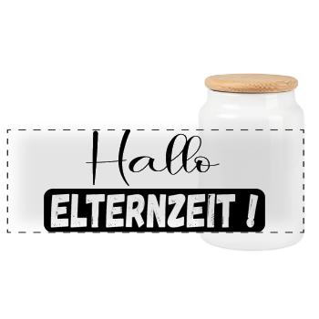ABSCHIED KOLLEGIN ELTERNZEIT - Panorama Keksdose mit Holzdeckel - Weiß - Vorne