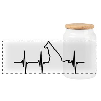 Hunde EKG Herschlag - Panorama Keksdose mit Holzdeckel - Weiß - Vorne
