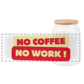 No Coffee No Work – Funny Retro Coffee Addic T-Shirt - Panoramic Cookie Jar with Wooden Lid - white - Front
