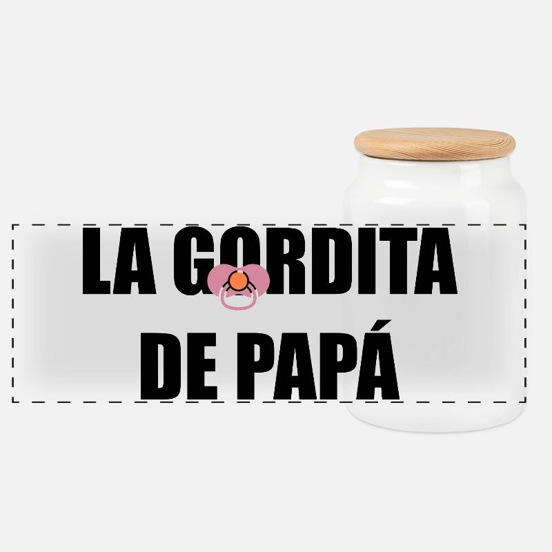 Dad's Chubby in BLACK - Panoramic Cookie Jar with Wooden Lid - white