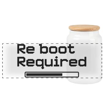 Reboot Required – Retro-Gaming-Style - Panorama Keksdose mit Holzdeckel - Weiß - Vorne