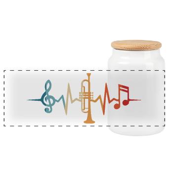 Trompette, battement de cœur, trompettiste, musicien - Boîte à biscuits avec couvercle en bois - blanc - Devant