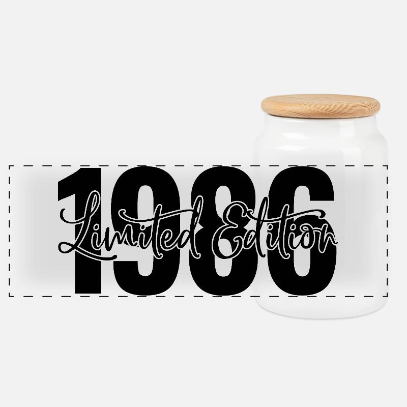 Limited edition 1986 - Panorama Keksdose mit Holzdeckel - Weiß