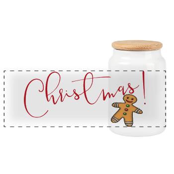 Christmas gingerbread - Panoramic Cookie Jar with Wooden Lid - white - Front