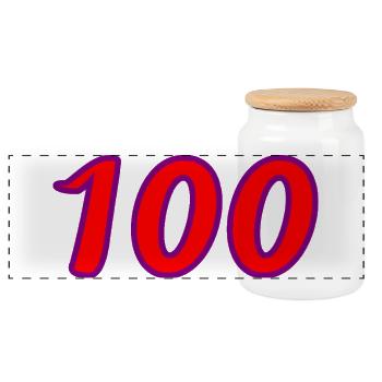 100. 100 YEARS. 100th ANNIVERSARY. BIRTHDAY 100 - Panoramic Cookie Jar with Wooden Lid - white - Front