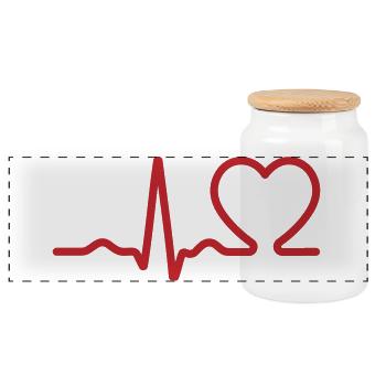 Ecg Heartbeat Line Icon - Panoramic Cookie Jar with Wooden Lid - white - Front