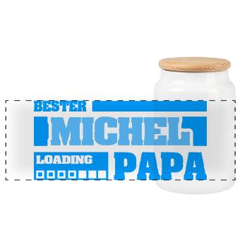 Geschenk für Michel - Panorama Keksdose mit Holzdeckel - Weiß - Vorne