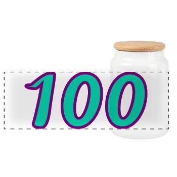 100. 100 JAHRE. 100-JÄHRIGES JUBILÄUM. GEBURTSTAG 100 - Panorama Keksdose mit Holzdeckel - Weiß - Vorne