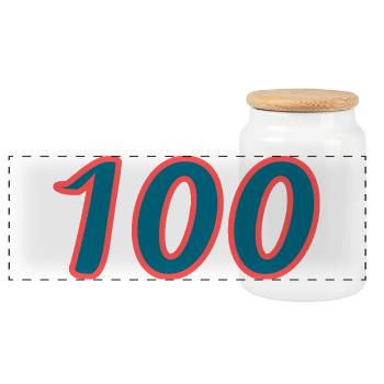 100. 100 YEARS. 100th ANNIVERSARY. BIRTHDAY 100 - Panoramic Cookie Jar with Wooden Lid - white - Front