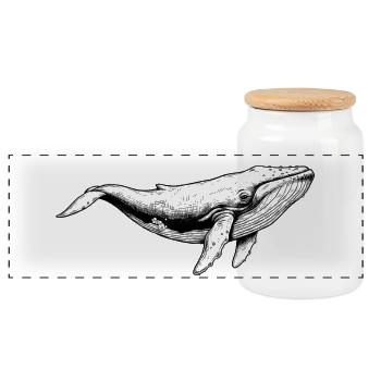 Blue whale - Panoramic Cookie Jar with Wooden Lid - white - Front