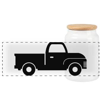 Vintage truck - Panoramic Cookie Jar with Wooden Lid - white - Front