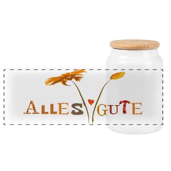 Best wishes - Panoramic Cookie Jar with Wooden Lid - white - Front
