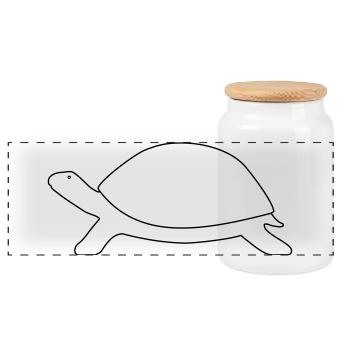 Turtle - Panoramic Cookie Jar with Wooden Lid - white - Front
