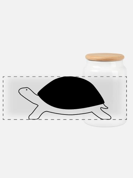 Turtle - Panoramic Cookie Jar with Wooden Lid - white