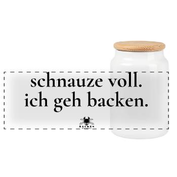 Fed up - I'm going to bake ... Who knows that? - Panoramic Cookie Jar with Wooden Lid - white - Front