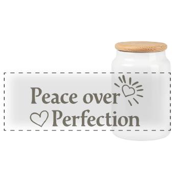 La paix sur la perfection, la sérénité et le cœur - Boîte à biscuits avec couvercle en bois - blanc - Devant