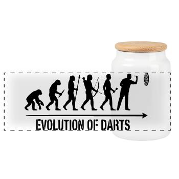 Darts Evolution Hoodie, Socken, Tasse, Top - Panorama Keksdose mit Holzdeckel - Weiß - Vorne