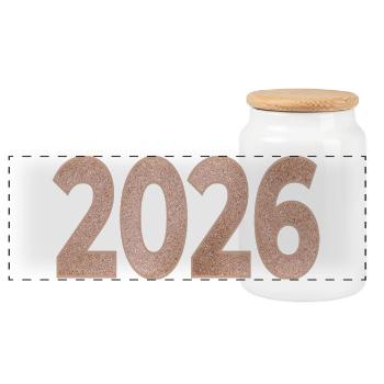 Année 2026 - Boîte à biscuits avec couvercle en bois - blanc - Devant