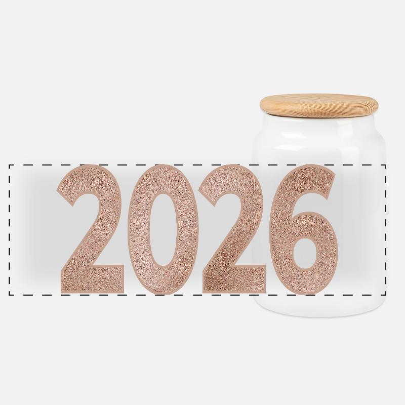 Jahr 2026 - Panorama Keksdose mit Holzdeckel - Weiß