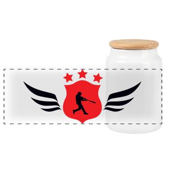 Baseball - Sports - Panoramic Cookie Jar with Wooden Lid - white - Front