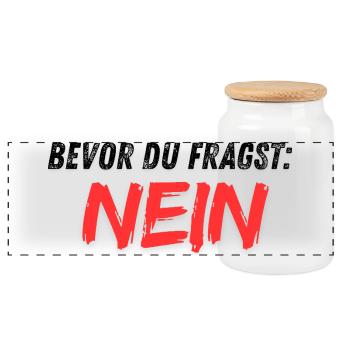 Bevor_du_fragst_NEIN - Panorama Keksdose mit Holzdeckel - Weiß - Vorne