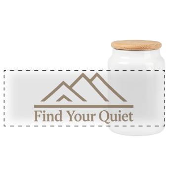 Find Your Quiet Mountains Nature Relaxation - Panoramic Cookie Jar with Wooden Lid - white - Front