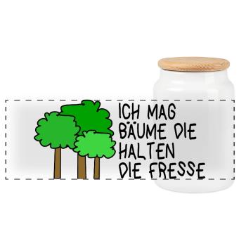 Ich mag Bäume die halten die Fresse  - Panorama Keksdose mit Holzdeckel - Weiß - Vorne