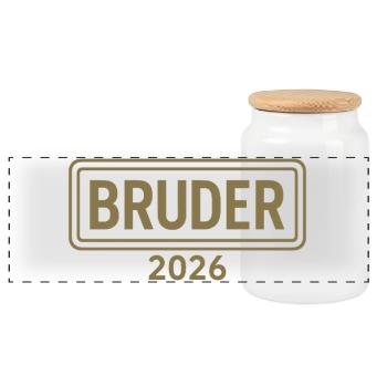 BROTHER 2026 Proud Sibling Announcement - Panoramic Cookie Jar with Wooden Lid - white - Front