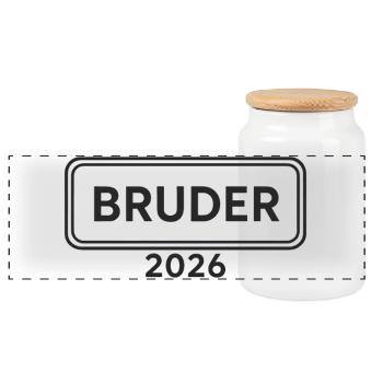 BROTHER 2026 Proud Sibling Announcement - Panoramic Cookie Jar with Wooden Lid - white - Front