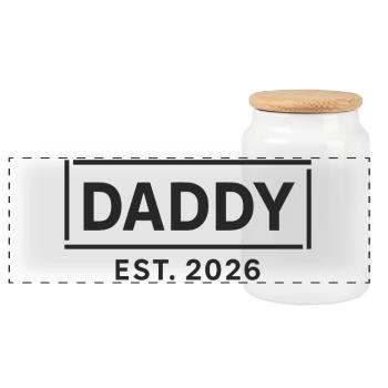 DADDY 2026 Proud Dad-to-be - Panoramic Cookie Jar with Wooden Lid - white - Front