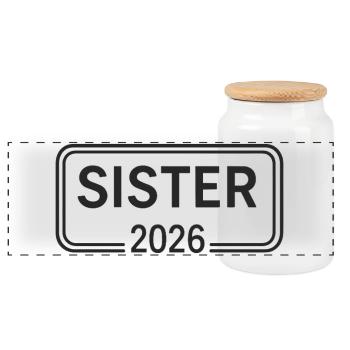 SISTER 2026 Big Sister Announcement - Panoramic Cookie Jar with Wooden Lid - white - Front