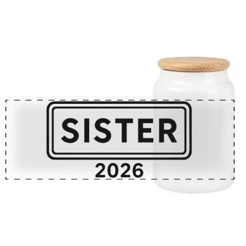 SISTER 2026 Big Sister Announcement - Panoramic Cookie Jar with Wooden Lid - white - Front