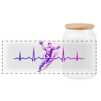 Clear handball message for men - Panoramic Cookie Jar with Wooden Lid - white - Front
