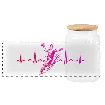 Handball Liebe zum Anziehen für Männer - Panorama Keksdose mit Holzdeckel - Weiß - Vorne