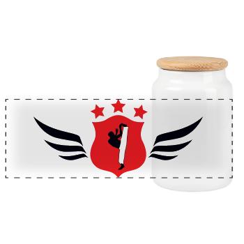 Capoeira - Fighting - Dance - Panoramic Cookie Jar with Wooden Lid - white - Front
