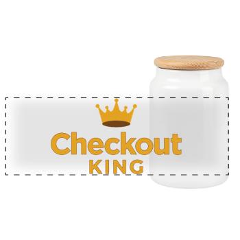 Checkout King Dart Crown Sport Outfit - Panoramic Cookie Jar with Wooden Lid - white - Front