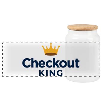 Checkout King Dart Crown Sport Outfit - Panoramic Cookie Jar with Wooden Lid - white - Front