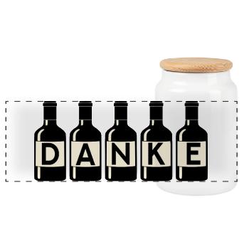 Thank You Thank You Wine Bottles - Panoramic Cookie Jar with Wooden Lid - white - Front
