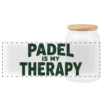 Padel is my Therapy Athlete Statement - Panoramic Cookie Jar with Wooden Lid - white - Front